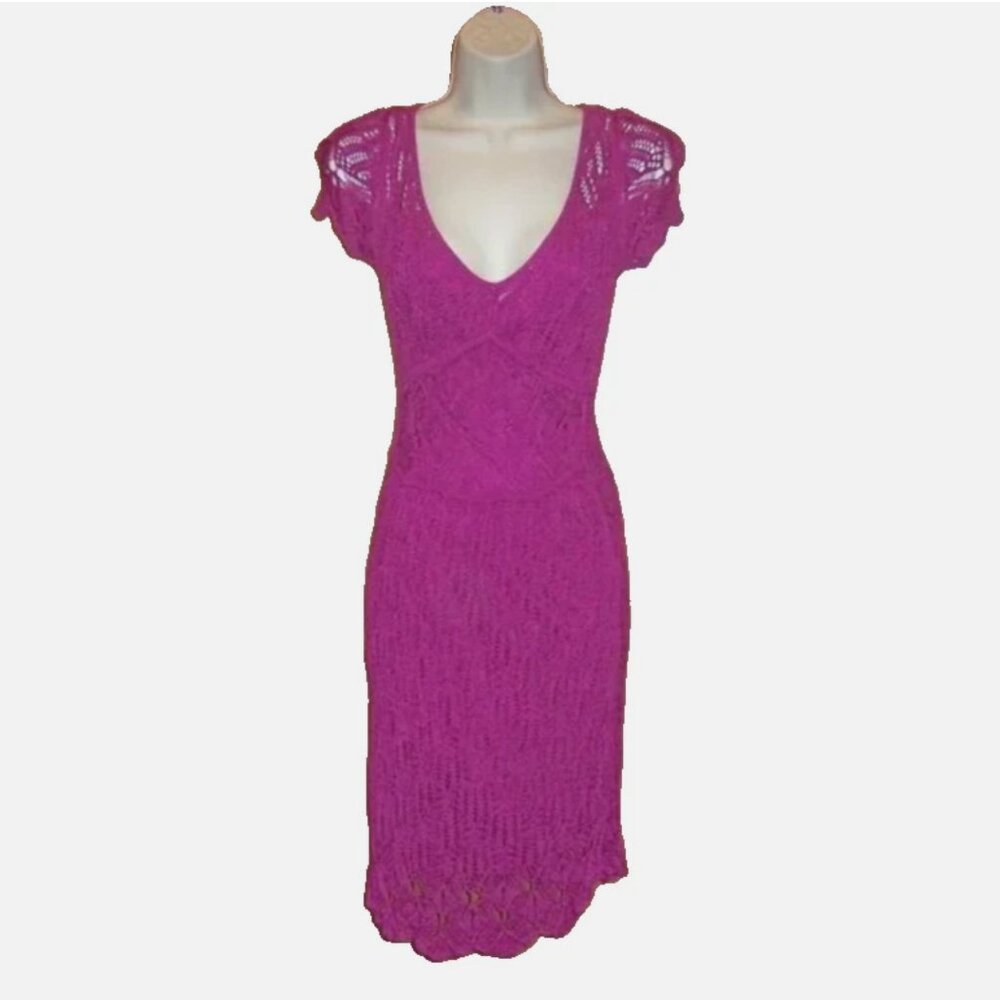 Just Taylor Purple Soft Crochet Dress with Slip S Small